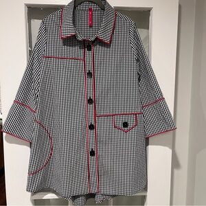 IC By Connie K Collection Jacket Black And White Gingham Red Sz L Retro Vibes